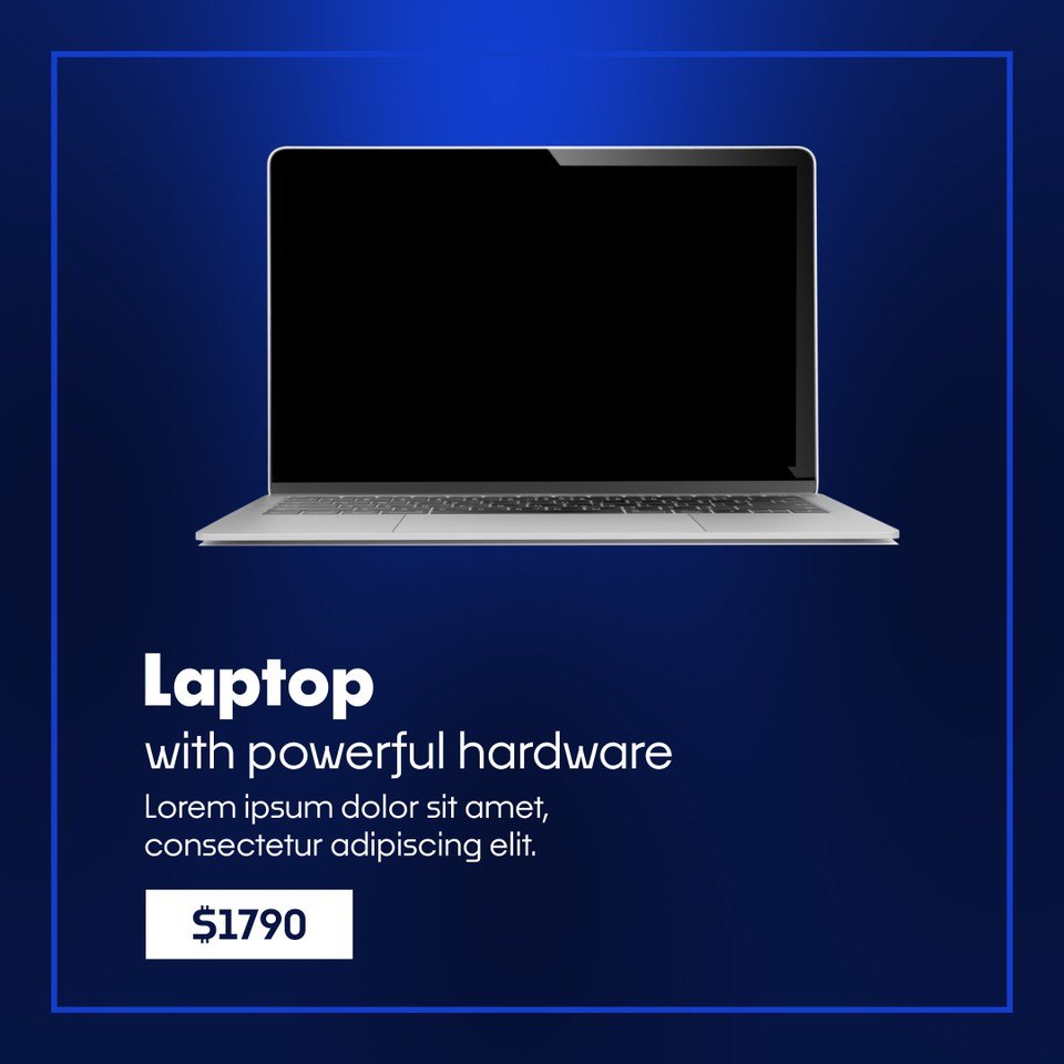 Square Product Promo featuring Specs and Boxed Price After Effects Template