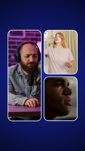 Vertical Photo Album with Navy Mosaic and Soft Corners Premiere Pro MOGRT