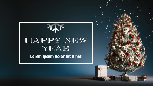 Festive New Year Wishes Titles in a Bordered Card Premiere Pro Template