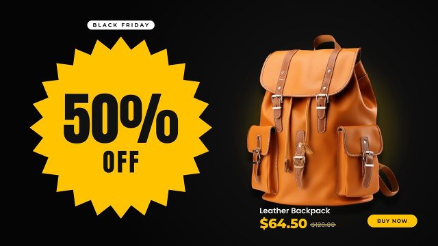 Black Friday Sale Ad with Spiky Burst Sticker Premiere Pro Template