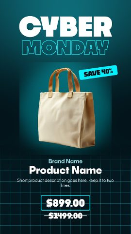 After Effects Cyber Monday Product Sale Promos with Neon Grid and Outline Title Template