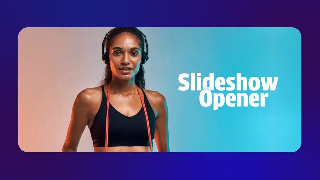 Photo Slideshow featuring Glowing Header Card and Curved Windows After Effects Template