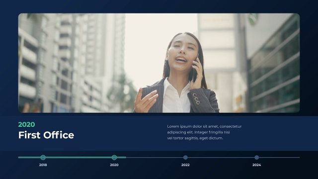 Company History Timeline Slides with Year Markers Premiere Pro MOGRT