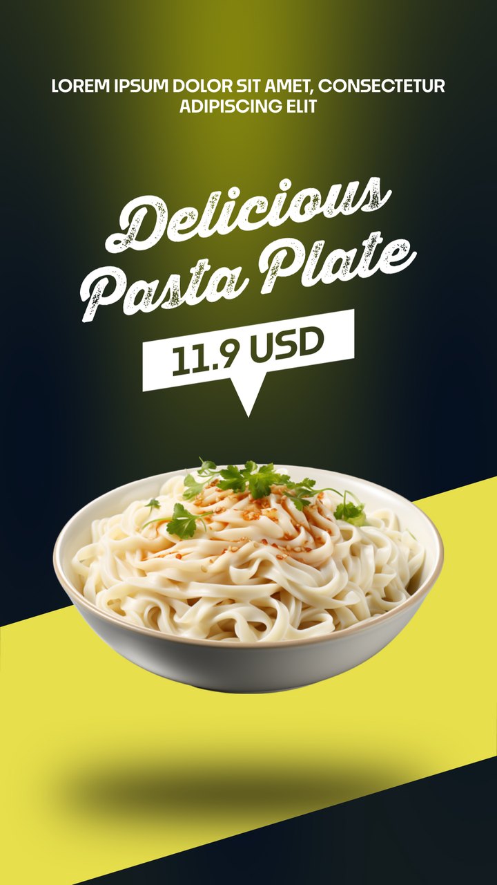 Vertical Lime Stripe Pasta Bowl Food Ad Premiere Pro MOGRT