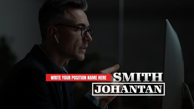 Red Role Strip Lower Thirds featuring Framed Serif Surname MOGRT for Premiere Pro