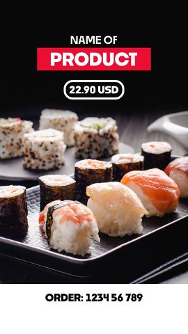 Vertical Sushi Set Red Label Order Bar After Effects Template