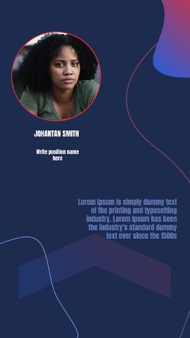 Vertical Navy Team Member Photo Slideshow Stories featuring Circle Avatar After Effects Template