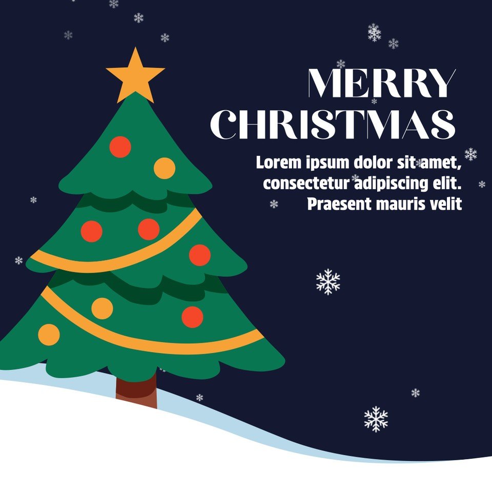 Square Holiday Card Post Animation featuring Decorated Christmas Tree Premiere Pro MOGRT