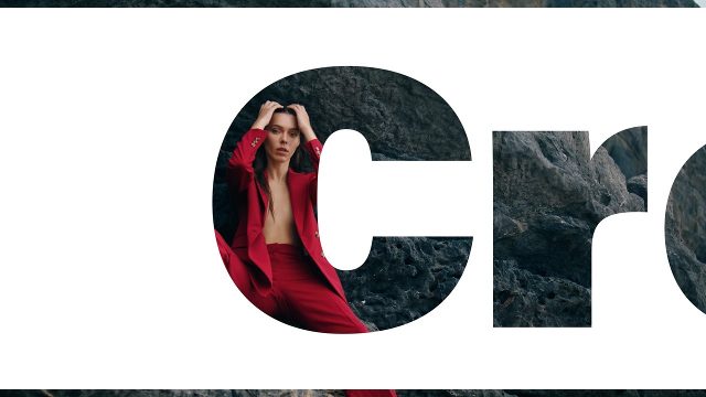 Animated Clean Typography Transition featuring Oversized Cut Out Letters and White Bar Motion Graphics Template for Premiere Pro