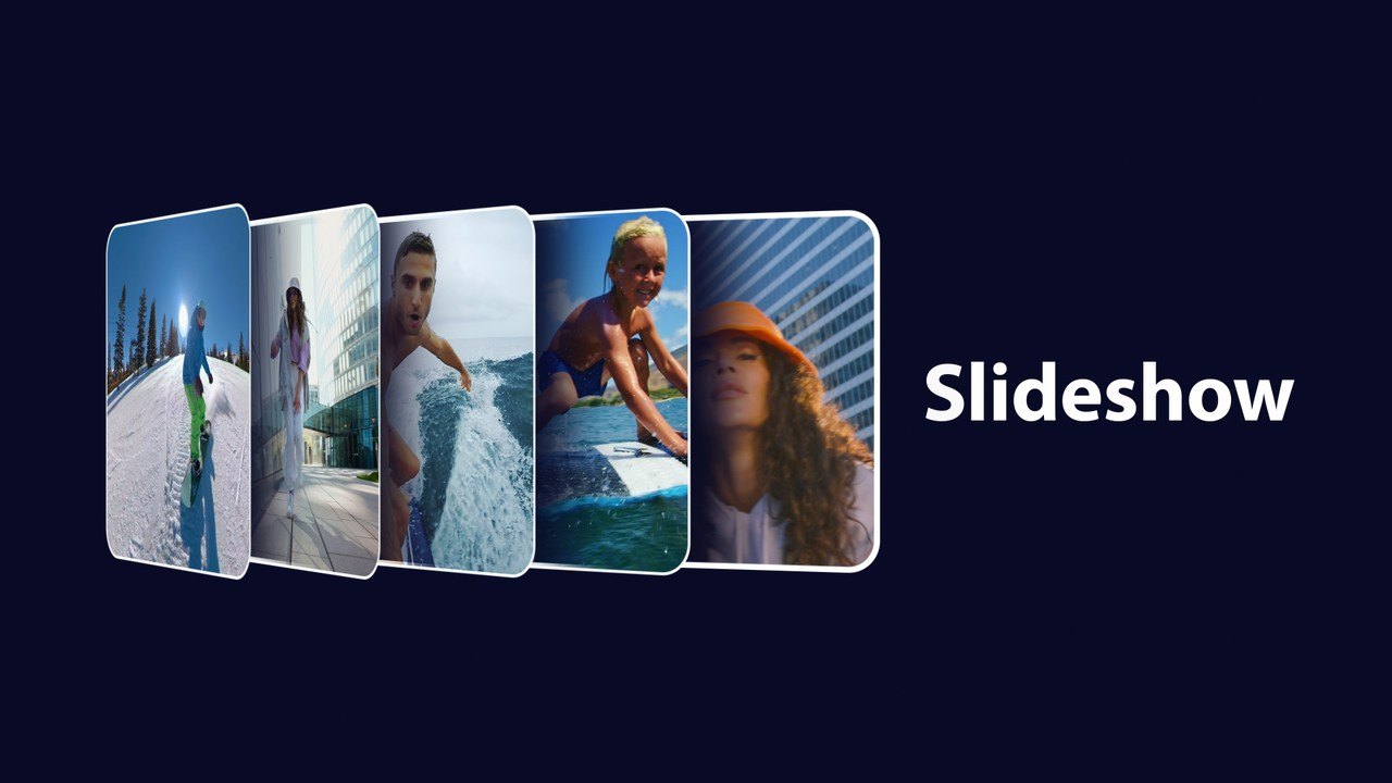 Picture Collage Slideshow Gathering on Deep Navy Premiere Pro MOGRT