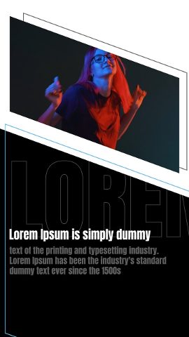 Vertical Tilted 3D Photo Card Slideshow Stories with Hollow Word After Effects Template