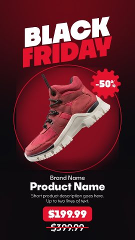 Black Friday Mega Sale Vertical Stories with Crimson Glow Circle After Effects Templates
