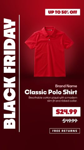 Vertical Black Friday Clothing Store Ads with Upright Headline and Free Returns After Effects Project