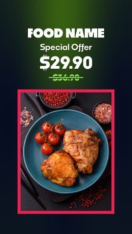 Vertical Red Frame Chicken Dish Special Price Premiere Pro MOGRT