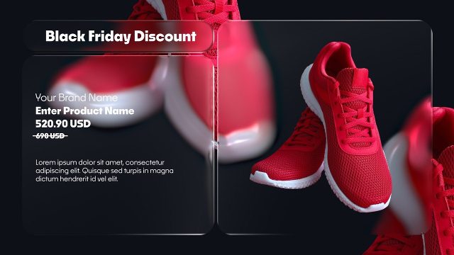 Black Friday Product Markdown Card on Frosted Glass After Effects Template