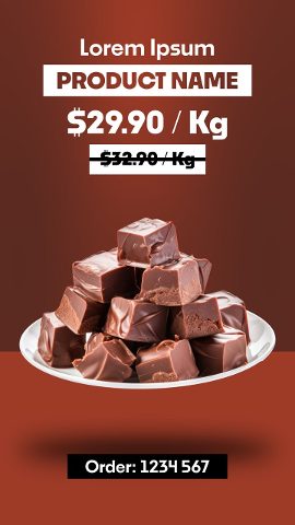 Vertical Chocolate Pieces Price per Kg Sweet Shop After Effects Template