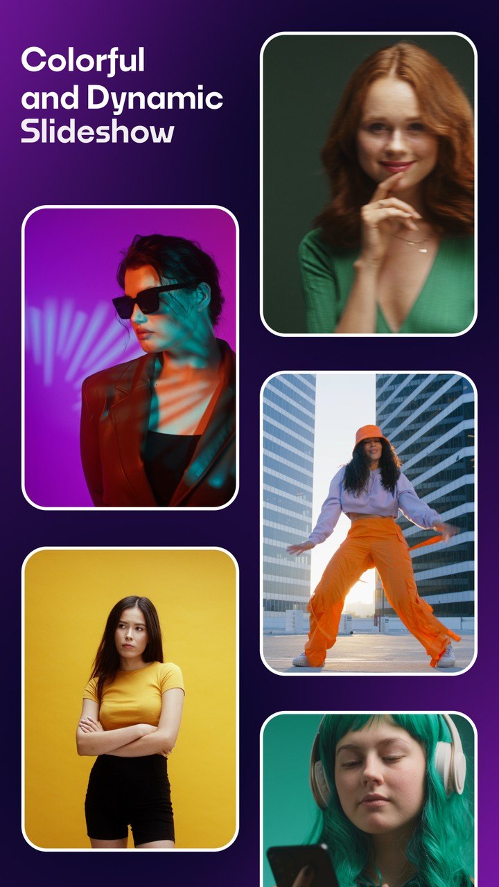 Vertical Photo Slideshow featuring Stacked Card Deck on Purple After Effects Template
