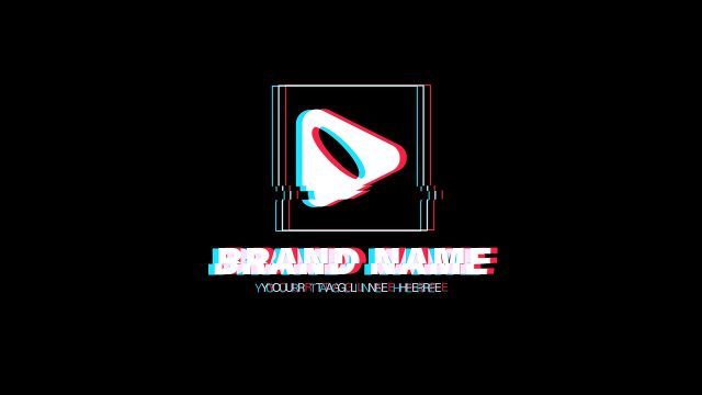 Square Frame Glitch Logo Reveal with Tagline in 4K After Effects