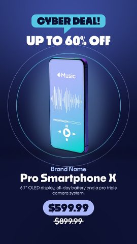 Vertical Cyber Deal Promo with Orbit Rings for Gadget Stores After Effects Template