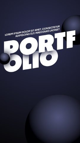 Vertical Portfolio Word Text Animations with 3D Rotating Sphere Premiere Pro MOGRT