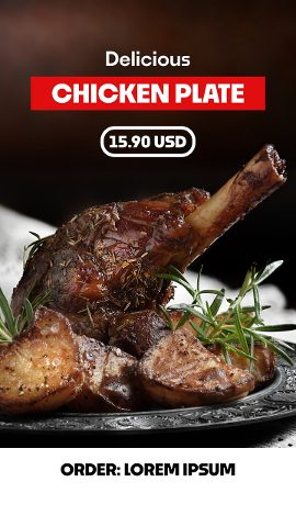 Cyber Monday Roast Lamb Chicken Plate Dark Menu Story Premiere Pro MOGRT