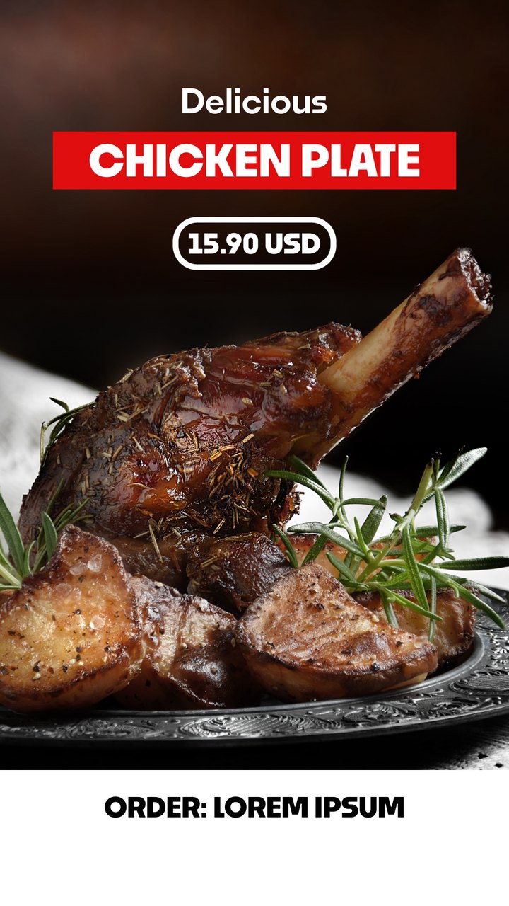 Cyber Monday Roast Lamb Chicken Plate Dark Menu Story Premiere Pro MOGRT