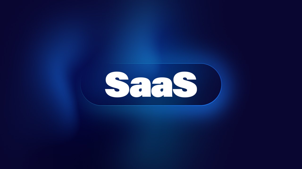 SaaS Solutions Text Promo After Effects Template on Blue Aurora Background