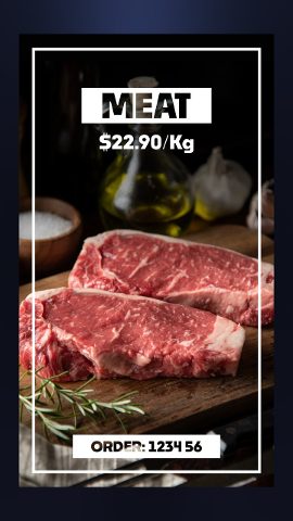 Vertical Butcher Shop Meat Price per Kg Poster After Effects Template