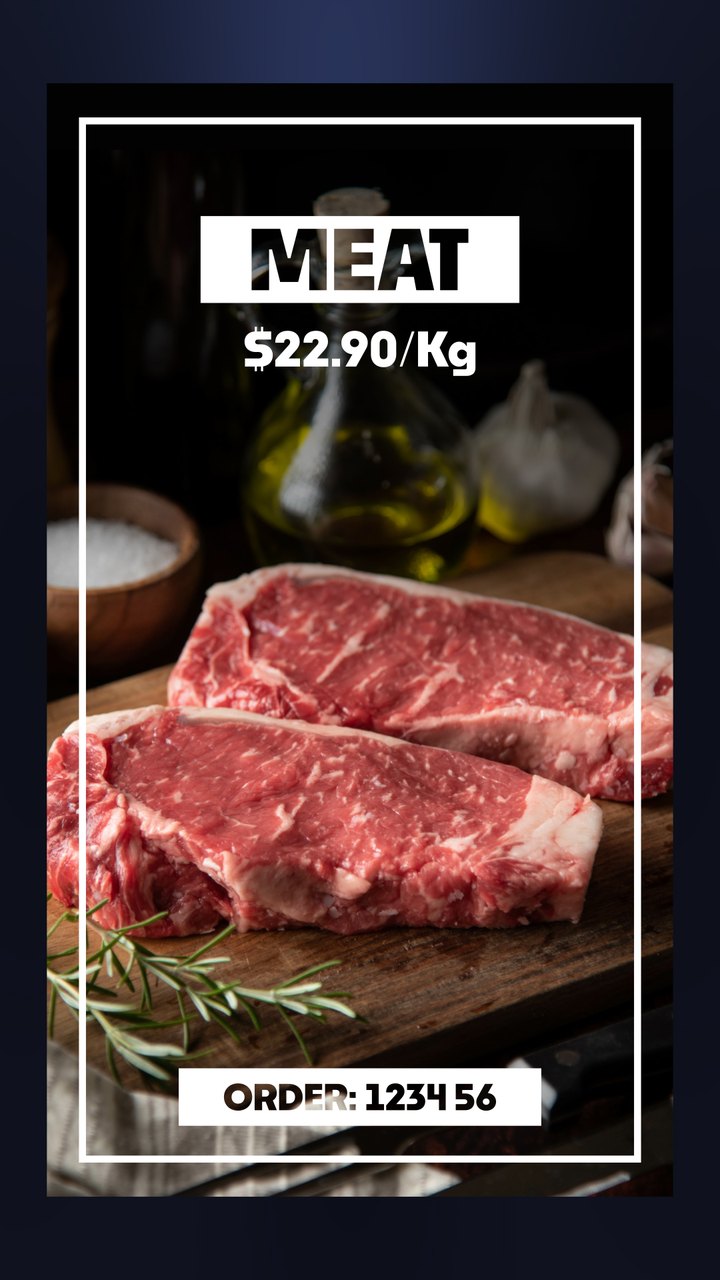Vertical Butcher Shop Meat Price per Kg Poster After Effects Template