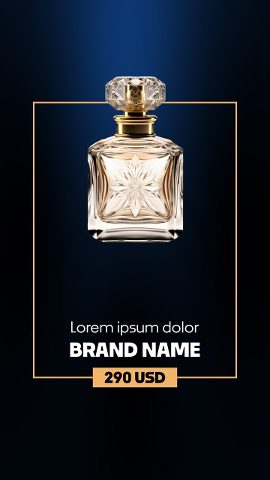 Vertical Elegant Product Promo featuring Gold Frame on Midnight After Effects Template