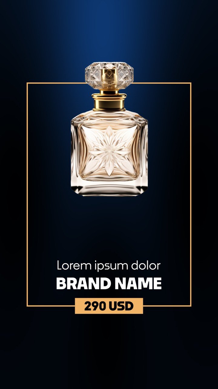 Vertical Elegant Product Promo featuring Gold Frame on Midnight After Effects Template