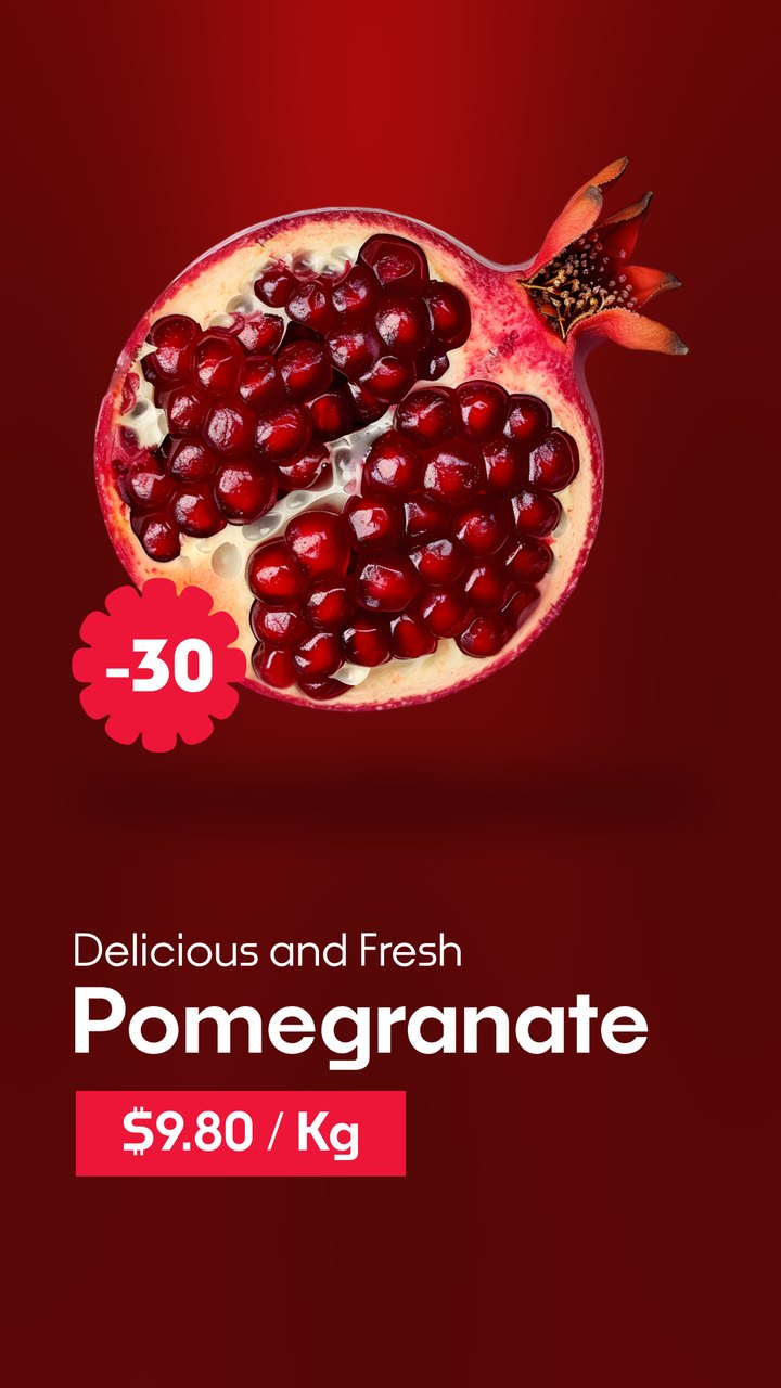 Black Friday Pomegranate Fruit Discount Badge Red After Effects Template