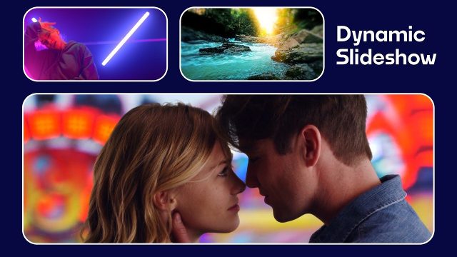 Photo Slideshow featuring Neon Edge Rounded Frames After Effects Template