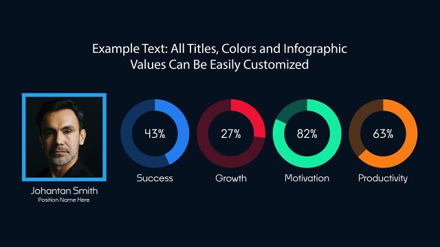 Animated Personal Progress Infographics with Profile Image and Ring Graphs Template for Adobe Premiere Pro