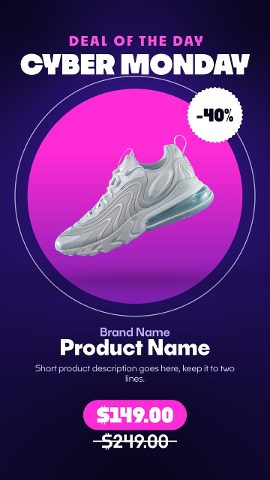 Vertical Deal of the Day Promo with Magenta Ring Circle for Cyber Monday After Effects Project
