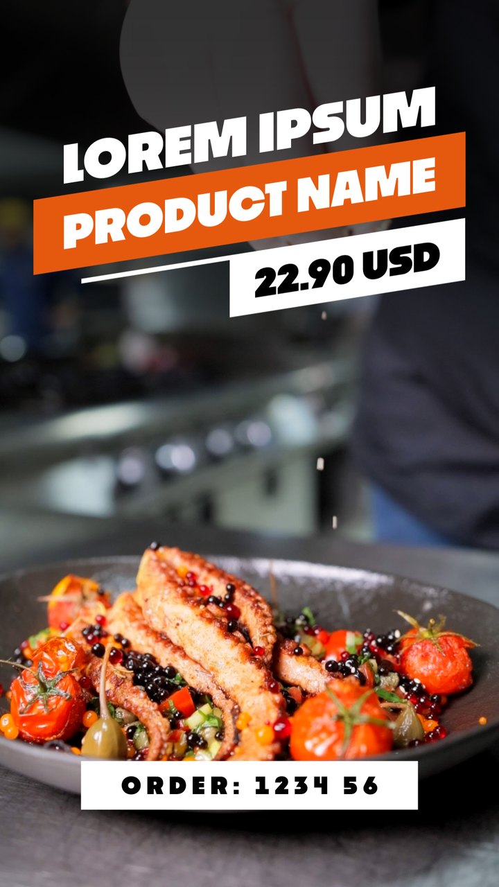 Vertical Chef Footage Orange Label Restaurant Dish After Effects Template
