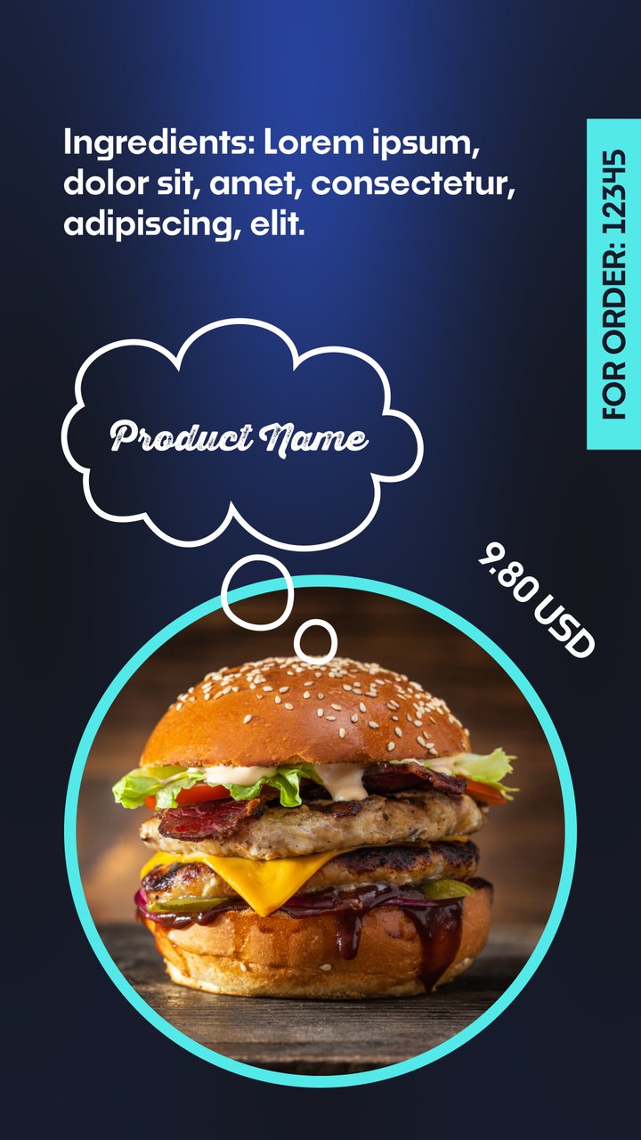 Vertical Teal Ring Burger Speech Cloud Premiere Pro MOGRT