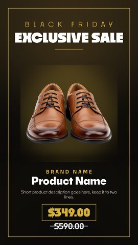 Exclusive Black Friday Sale Promos in a Gold Hairline Frame for Instagram Stories After Effects Template
